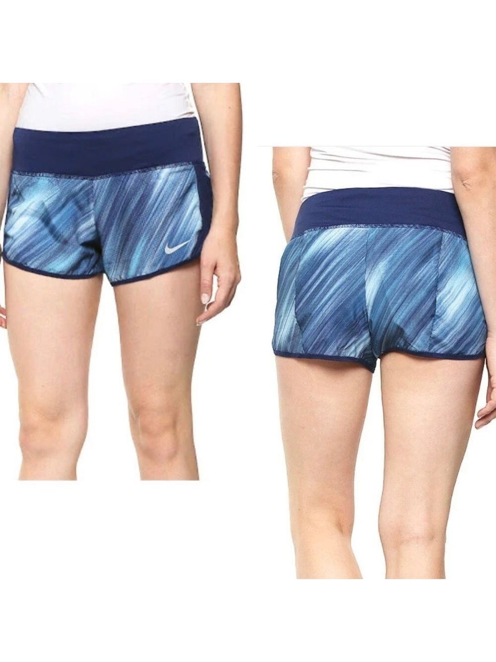 Nike Dry Women’s Running Shorts blue printed Sz S